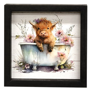 Baby Tubby Highland with Pink Flowers Shadowbox Frame