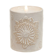 Sunny Days White Ceramic Embossed LED Timer Candle