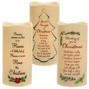 Christmas Memorial LED Candle - 8"  (3 Count Assortment)