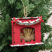 Snowy Winter Wooden Fireplace Ornament