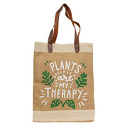 Plants Are My Therapy Jute Tote