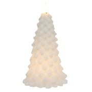 White Glittered Christmas Tree Timer Candle - 8.5"H