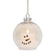 6" Bulb Ornament with Snowman LED Candle