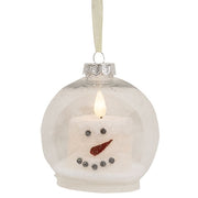 4" Bulb Ornament with Snowman LED Candle