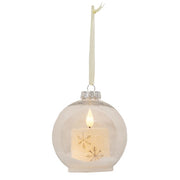 4" Bulb Ornament with Gold Snowflake LED Candle