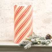 Frosty Candy Cane LED Pillar - 6" x 12"