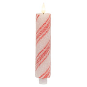 Thick Glittered Candy Cane LED Taper - 8"