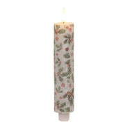 Sparkling Holly & Berries Thick LED Timer Taper - 8"