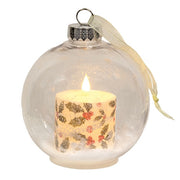Ball Ornament with Sparkling Holly & Berries LED Candle