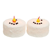 Snowman Face Wax LED Timer Tealights (Set of 2)