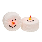 Snowman Face Wax LED Timer Tealights (Set of 2)