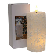 Sparkling White Snowflake LED Timer Pillar - 3 x 6