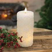 Sparkling White Snowflake LED Timer Pillar - 3 x 6