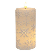 Sparkling White Snowflake LED Timer Pillar - 3 x 6