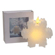 White Wax Glitter Snowflake LED Timer Candle - 4 x 2