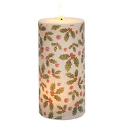 Sparkling Holly & Berries LED Timer Pillar - 3 x 6
