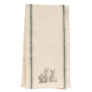 Baby Bunny Trio Slate Feed Sack Stripe Runner