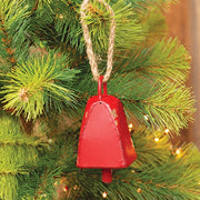 Vintage Red Metal Cowbell Ornament