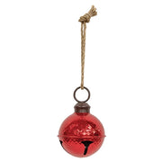 Distressed Metallic Red Diamond Pattern Jingle Bell - 5"