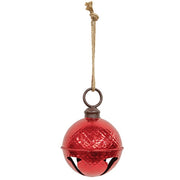 Distressed Metallic Red Diamond Pattern Jingle Bell - 6.5"