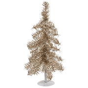 Silver Tinsel Christmas Tree on Distressed White Metal Base - 16"H