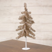 Silver Tinsel Christmas Tree on Distressed White Metal Base - 20"H