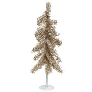 Silver Tinsel Christmas Tree on Distressed White Metal Base - 20"H