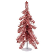 Pink Tinsel Christmas Tree on Distressed White Metal Base - 16"H