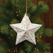 Vintage White Metal Hanging Star with Gold Embossed Stars - 7.5"