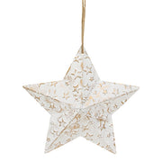 Vintage White Metal Hanging Star with Gold Embossed Stars - 7.5"