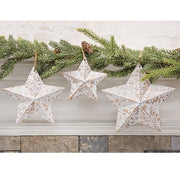 Vintage White Metal Hanging Star with Gold Embossed Stars - 9.5"