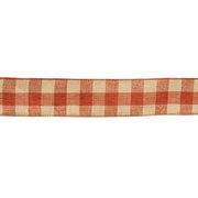 Wired Orange & Cream Gingham Ribbon - 2.5" x 10yds