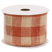 Wired Orange & Cream Gingham Ribbon - 2.5" x 10yds