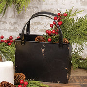 Distressed Black Metal Tote Bag with Handles - 8" x 10"