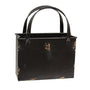 Distressed Black Metal Tote Bag with Handles - 8" x 10"