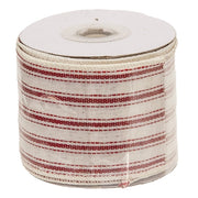 Red & White Ticking Stripe Ribbon - 2.5" x 10 Yards