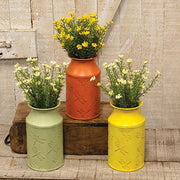 Distressed Dragonfly Embossed Metal Milk Can  (3 Count Assortment)