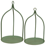 Sage Green Metal Open Air Lanterns (Set of 2)