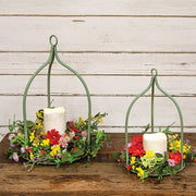 Sage Green Metal Open Air Lanterns (Set of 2)