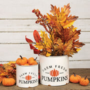 Distressed Metal Farm Fresh Pumpkins Buckets (Set of 2)