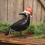 Recycled Metal Santa Hat Crow