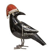 Recycled Metal Santa Hat Crow
