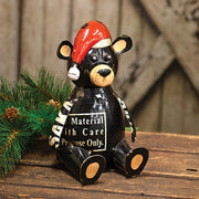 Recycled Metal Sitting Santa Hat Bear
