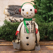 Recycled Metal Buddy Snowman with Shovel & Bucket
