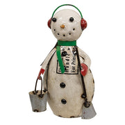Recycled Metal Buddy Snowman with Shovel & Bucket