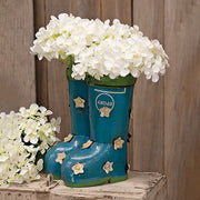 Recycled Blue Metal & Daisies Rain Boots Planter