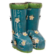 Recycled Blue Metal & Daisies Rain Boots Planter