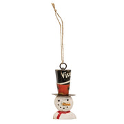 Recycled Metal Top Hat Snowman Ornament