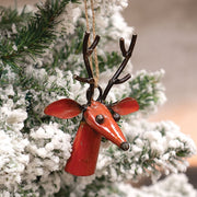 Recycled Metal Red Reindeer Head Ornament
