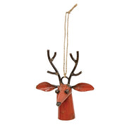 Recycled Metal Red Reindeer Head Ornament